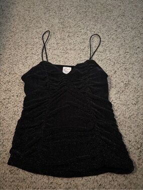 No Boundaries Black Sparkle Ruched Cami